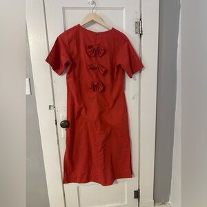 95-Elegant 98% Linen  V-Neck Dress